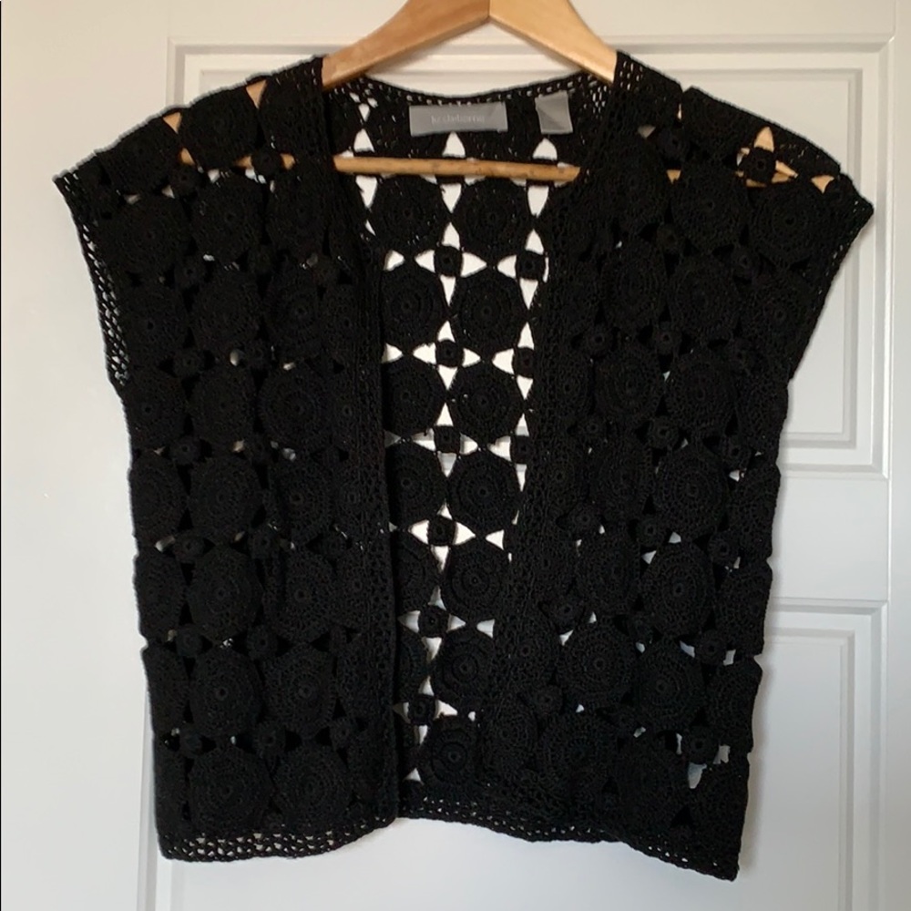 Crochet cap sleeve Black Sweater/shrug